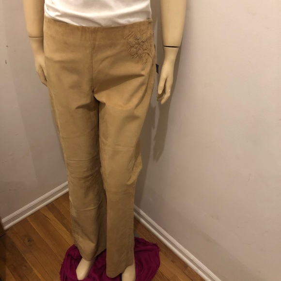 Suede Kenneth Cole Luxury Bohemian Style Pants,  6 (NWT) & 12 (NWOT) - Picture 1 of 16